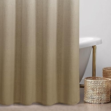BOODII Tan Linen Shower Curtain with Removable Liner