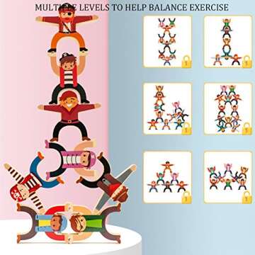 Lierpit Pirate Wooden Stacking Toys Balance Block Set Children Troupe 3D Toys