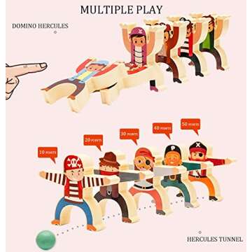 Lierpit Pirate Wooden Stacking Toys Balance Block Set Children Troupe 3D Toys