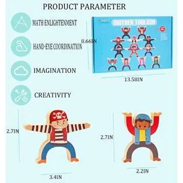 Lierpit Pirate Wooden Stacking Toys Balance Block Set Children Troupe 3D Toys