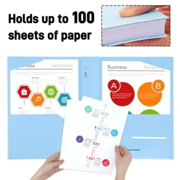 EOOUT 8 Pack Plastic Folders with Pockets in Pastel Colors