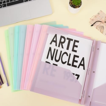 EOOUT 8 Pack Plastic Folders with Pockets in Pastel Colors