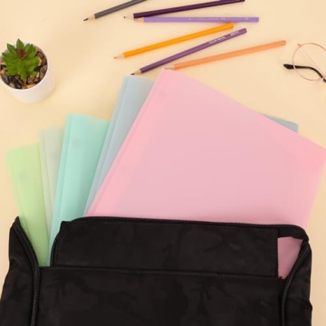 EOOUT 8 Pack Plastic Folders with Pockets in Pastel Colors