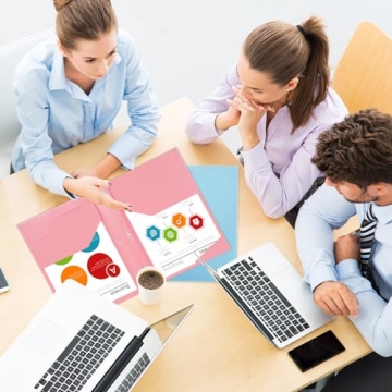 EOOUT 8 Pack Plastic Folders with Pockets in Pastel Colors