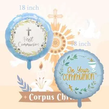 8pcs First Communion Baptism Party Foil Balloons Set