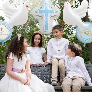8pcs First Communion Baptism Party Foil Balloons Set