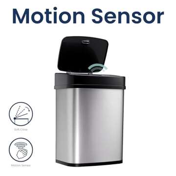 Ninestars DZT-12-5 Bedroom or Bathroom Automatic Touchless Infrared Motion Sensor Trash Can