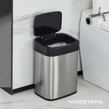 Ninestars Touchless Infrared Motion Sensor Trash Can