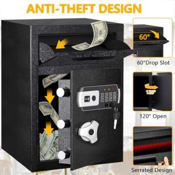 2.6 CUB Depository Drop Safe Fireproof, Front Drop Slot Lock Box with Digital Combination and Anti-F...