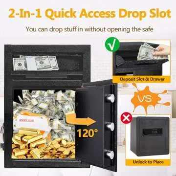 2.6 CUB Depository Drop Safe Fireproof, Front Drop Slot Lock Box with Digital Combination and Anti-Fishing, Silent Deposit Safe Box, Security Money Safe for Cash Slips Expense Business Office Home