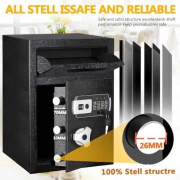2.6 CUB Depository Drop Safe Fireproof, Front Drop Slot Lock Box with Digital Combination and Anti-Fishing, Silent Deposit Safe Box, Security Money Safe for Cash Slips Expense Business Office Home