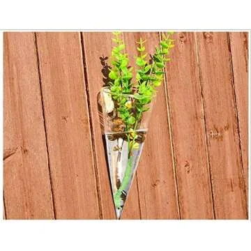 Kingbuy Wall Plant Terrarium Holder Flower Vase Hanging Glass Planter Propagation Stations for Indoor Kitchen Home Mounted Decor, Cone Shape, 2 Pack, Large
