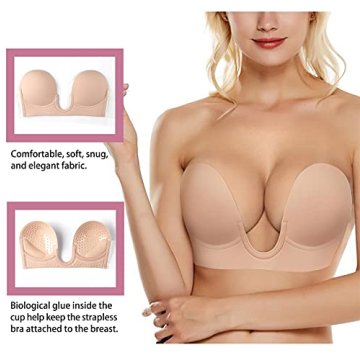 BRABIC Plunge Sticky Push Up Bra for Women