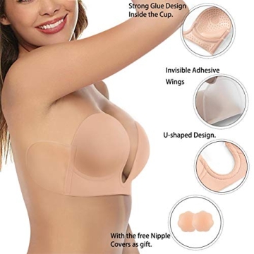 BRABIC Plunge Sticky Push Up Bra for Women