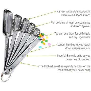 Premium Measuring Cups and Spoons Set by Chopnotch - Complete Set of Stainless Steel Measuring Cups and Stainless Steel Measuring Spoons