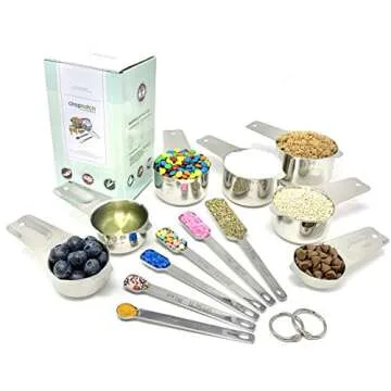 Premium Measuring Cups and Spoons Set by Chopnotch - Complete Set of Stainless Steel Measuring Cups and Stainless Steel Measuring Spoons