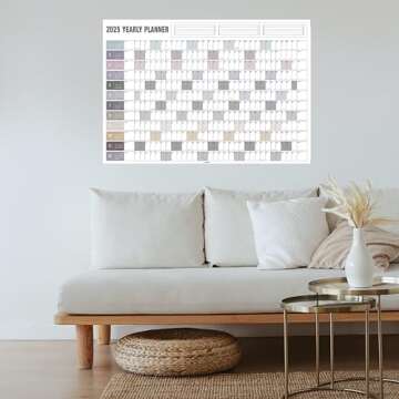 2025 Yearly Wall Calendar with Holidays, Full Year Calendar One Page, Annual Year Wall Calendar with Stickers, Horizontal, 24"X 33" (Open), Paper Folded