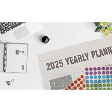 2025 Yearly Wall Calendar with Holidays, Full Year Calendar One Page, Annual Year Wall Calendar with Stickers, Horizontal, 24"X 33" (Open), Paper Folded