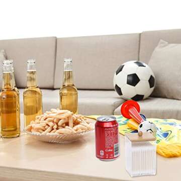 Tbestmax 12 OZ Cotton Swab/Ball/Pad Holder, Qtip Apothecary Jar, Clear Bathroom Containers Dispenser for Storage 4 Pack Wood Lids