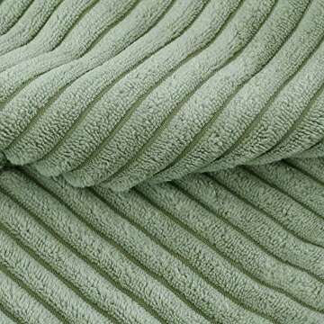 sykting Sage Green Throw Pillow Covers 18x18 inch Soft Striped Boho Farmhouse Decorative Pillow Covers with Pom Poms for Couch Sofa Bed Chair Outdoor Pack of 2