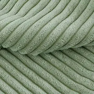 sykting Sage Green Throw Pillow Covers 18x18 inch Soft Striped Boho Farmhouse Decorative Pillow Covers with Pom Poms for Couch Sofa Bed Chair Outdoor Pack of 2