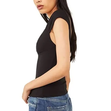 Women’s Sexy Y2K Crop Tops Cami Deep V Neck Tee Shirt