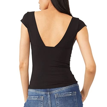 Women’s Sexy Y2K Crop Tops Cami Deep V Neck Tee Shirt