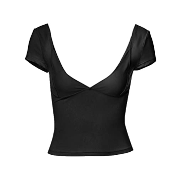 Women’s Sexy Y2K Crop Tops Cami Deep V Neck Tee Shirt