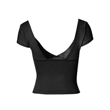 Women’s Sexy Y2K Crop Tops Cami Deep V Neck Tee Shirt