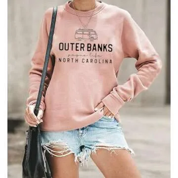 TSIIUO Women's Pogue Life Monoline Bus Sweatshirt Funny Party Holiday Pullover Tops Tees Pink L