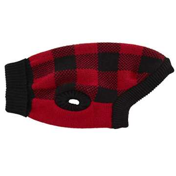 A&L Red Dog Sweater British Plaid Knitted Xmas Holiday Festive Turtleneck Pet Sweater for Puppy Smal...