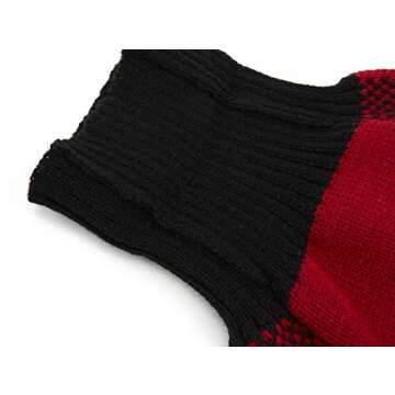 A&L Red Dog Sweater British Plaid Knitted Xmas Holiday Festive Turtleneck Pet Sweater for Puppy Small Dogs, X-Small (XS) Size 8" Back Length