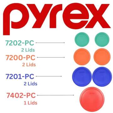 Pyrex Food Storage Plastic Replacement Lid Set (Red, Cobalt Blue, Orange, Green)