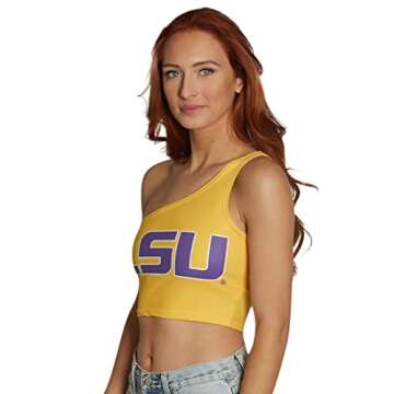Lojobands Women's College Gameday Outfit One Shoulder Top Tailgate Crop Top One Size Fits Most (Loui...