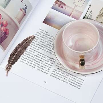Meeall 10pcs Different Color Vintage Feather Metal Bookmarks, Ideal Gift for Women Kids Readers