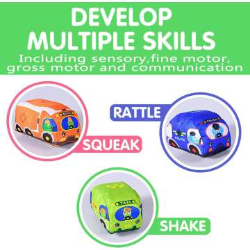 Soft Car Toy Set with Play Mat for 1 Year Olds