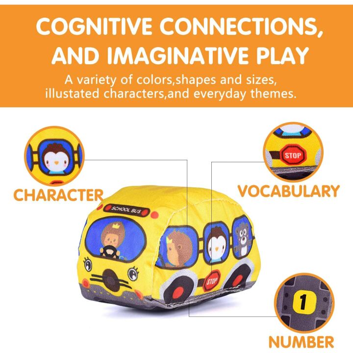 Soft Car Toy Set with Play Mat for 1 Year Olds