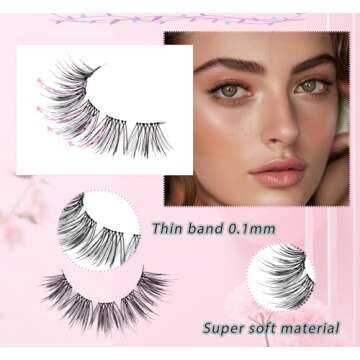 Eyelashes Natural Look 10 Pairs Wispies Eyelashes 3D Fake Lashes Small Face Eyelashes 100% Handmade Lashes Soft Reusable Eye Lash Transparent Band Eyelash 1 Pack by EMEDA