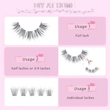 Eyelashes Natural Look 10 Pairs Wispies Eyelashes 3D Fake Lashes Small Face Eyelashes 100% Handmade Lashes Soft Reusable Eye Lash Transparent Band Eyelash 1 Pack by EMEDA