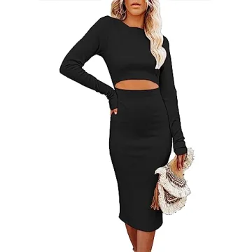 SHANZHEN Black Fashion Dress for Women Casual Long Sleeve