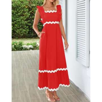 ZESICA Women's Summer Ruffle Dress with Pockets