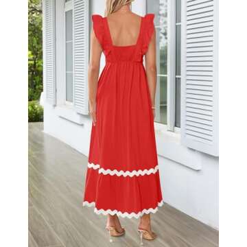 ZESICA Women's Summer Ruffle Dress with Pockets