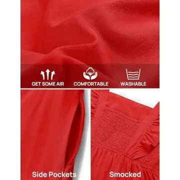 ZESICA Women's Summer Ruffle Dress with Pockets