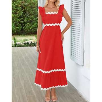 ZESICA Women's Summer Ruffle Dress with Pockets