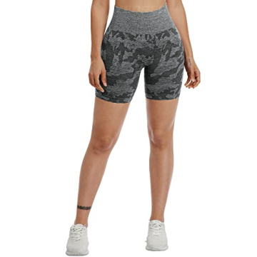 YEOREO High Waist Seamless Camo Workout Shorts for Women