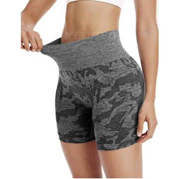 YEOREO High Waist Seamless Camo Workout Shorts for Women