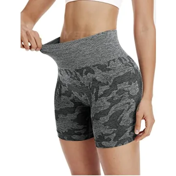 YEOREO High Waist Seamless Camo Workout Shorts for Women