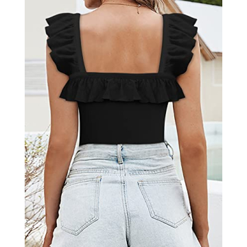 MANGOPOP Ruffle Sleeve Bodysuit - Chic Design & Comfort