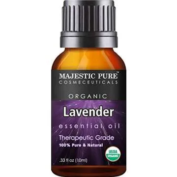 MAJESTIC PURE Aromatherapy Essential Oils Set, Organic Certified Essential Oil Set Includes Lavender, Peppermint, Tea Tree, Eucalyptus, Lemongrass and Orange Oils - Pack of 6-10 ml Each