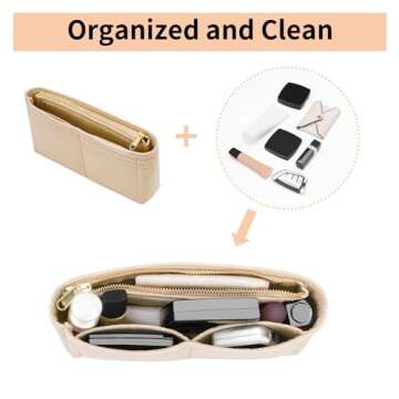 LOUKAYCCI Felt Purse Organizer Insert for GG Marmont Mini Bag Organizer Handbag (Mini, Beige)